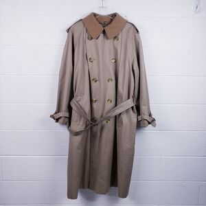Burberry Double Breasted Wool Lined Tan Nova Check Belted Trench Coat Women's XL